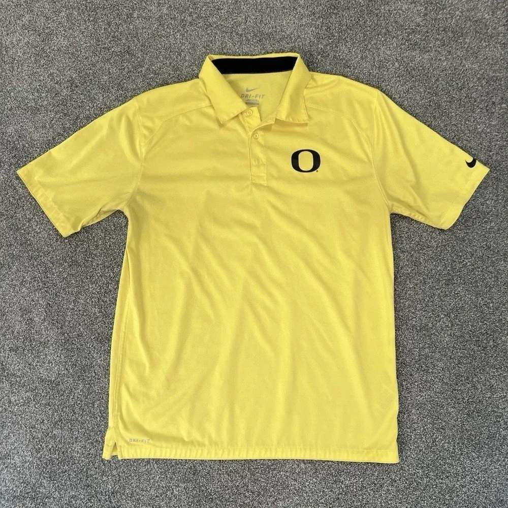 Nike Oregon Ducks Dri Fit Polo Shirt Yellow Mens Medium Athletic Golf Tee